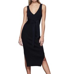 Rib Knit Tie Waist Midi Dress Small